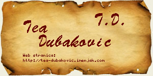 Tea Dubaković vizit kartica